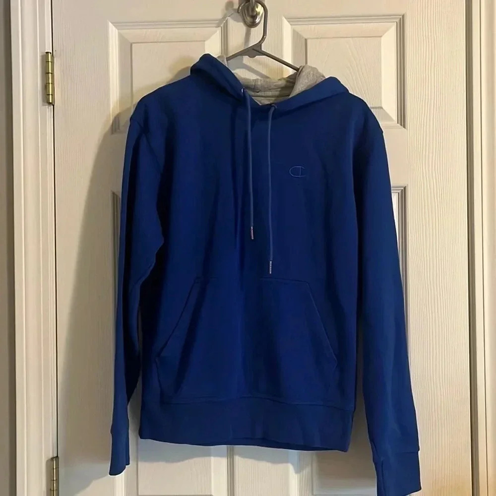Champion Hoodie Sweatshirt, Blue - Size Small